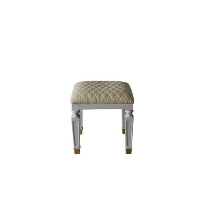 ACME 96860 House Marchese Stool, Beige PU & Pearl Gray Finish ACME Furniture