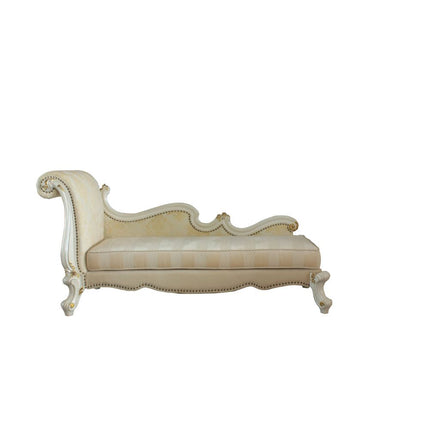 ACME 96910 Picardy Chaise with Pillows, Antique Pearl & Fabric