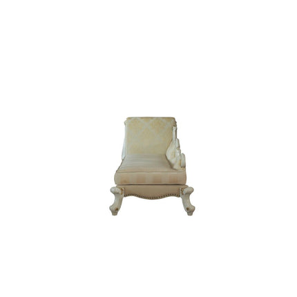 ACME 96910 Picardy Chaise with Pillows, Antique Pearl & Fabric