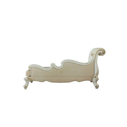 ACME 96910 Picardy Chaise with Pillows, Antique Pearl & Fabric