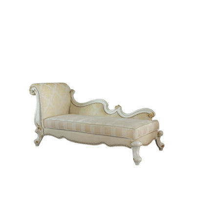 ACME 96910 Picardy Chaise with Pillows, Antique Pearl & Fabric