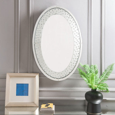 ACME 97022 Nysa Accent Mirror (Wall), Mirrored & Faux Crystals ACME Furniture