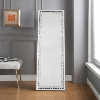 ACME 97025 Nysa Accent Mirror (Floor), Mirrored & Faux Crystals ACME Furniture