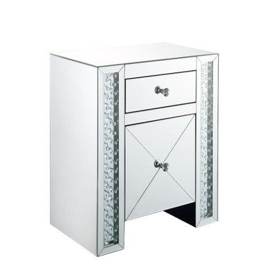 ACME 97026 Maisha Accent Table Mirrored & Faux Crystals ACME Furniture