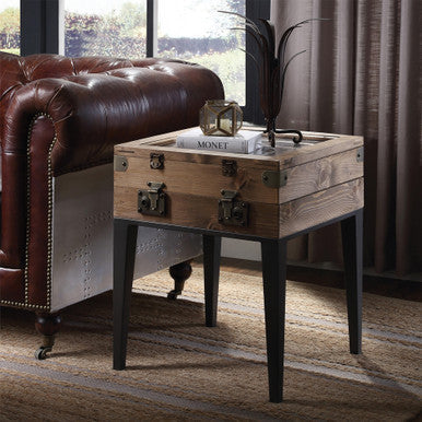 ACME 97138 Kolin Accent Table, Rustic Oak & Matte Gray ACME Furniture