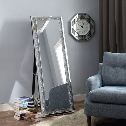 ACME 97156 Noralie Accent Mirror (Floor), Mirrored & Faux Diamonds