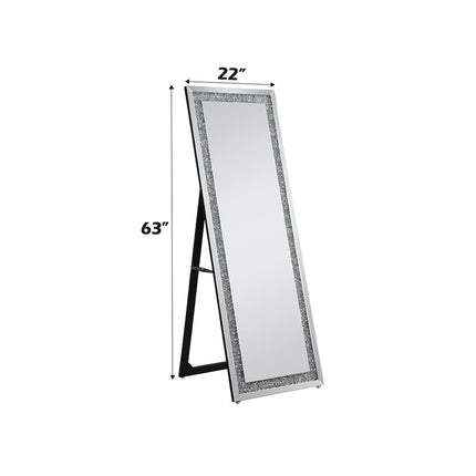ACME 97156 Noralie Accent Mirror (Floor), Mirrored & Faux Diamonds