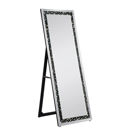 ACME 97158 Noor Accent Mirror (Floor), Mirrored & Faux Gemstones
