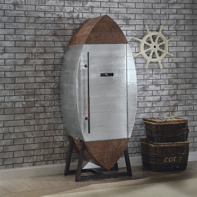 ACME 97195 Brancaster Wine Cooler Cabinet, Retro Brown TGL & Aluminum ACME Furniture