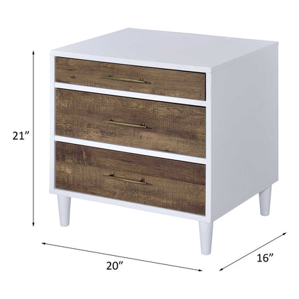 ACME 97551 Lurel Accent Table, White & Weathered Oak