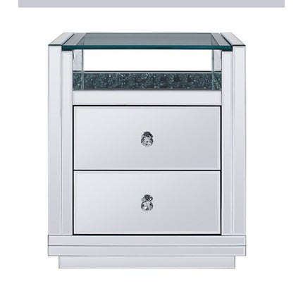 ACME 97575 Nysa Accent Table, Mirrored & Faux Crystals