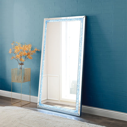 ACME 97600 Noralie Accent Mirror, LED, Mirrored & Faux Diamonds