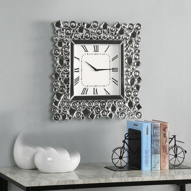 ACME 97612 Kachina Wall Clock, Mirrored & Faux Gems ACME Furniture