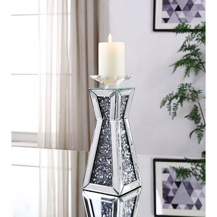 ACME 97618 Nowles Accent Candleholder (Set-2), Mirrored & Faux Stones