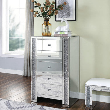 ACME 97644 Noralie Chest, Mirrored & Faux Gemstones ACME Furniture