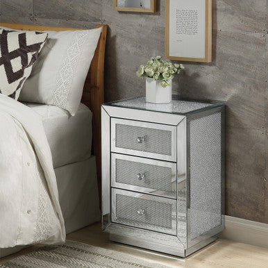 ACME 97660 Lavina Accent Table, Mirrored & Faux Diamonds ACME Furniture