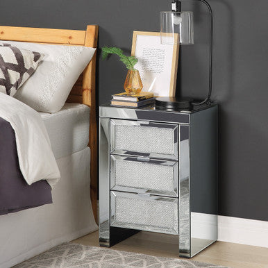 ACME 97661 Lavina Accent Table, Mirrored & Faux Diamonds ACME Furniture