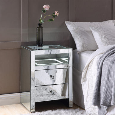 ACME 97685 Malish Accent Table with LED, Mirrored ACME Furniture
