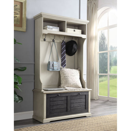 ACME 97698 Shermie Hall Tree, Antique White & Dark Gray