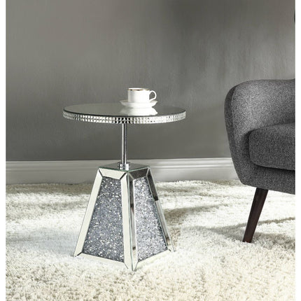 ACME 97702 Noralie Accent Table, Mirrored & Faux Diamonds