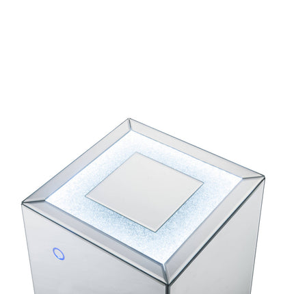 ACME 97704 Nyoka Accent Table with LED, Mirrored & Faux Gems