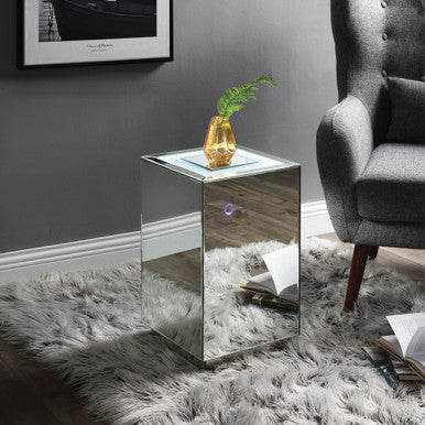 ACME 97704 Nyoka Accent Table with LED, Mirrored & Faux Gems ACME Furniture