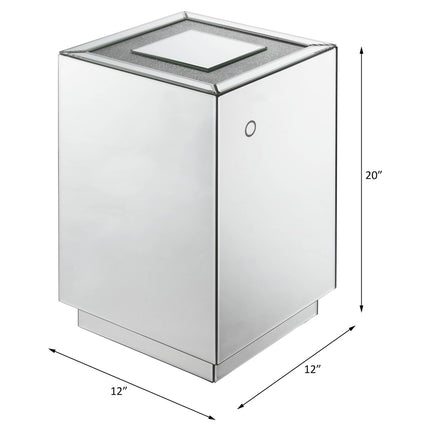 ACME 97704 Nyoka Accent Table with LED, Mirrored & Faux Gems