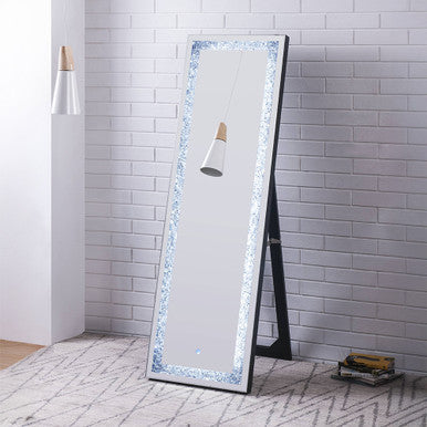ACME 97713 Noralie Floor Mirror with LED, Mirrored & Faux Diamonds ACME Furniture
