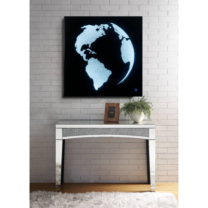 ACME 97718 Adamas Wall Art with LED, Smoky Glass & Faux Crystal