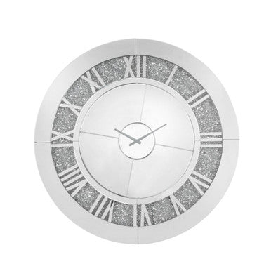 ACME 97723 Noralie Wall Clock, Mirrored & Faux Diamonds ACME Furniture