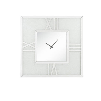 ACME 97730 Noralie Wall Clock with LED, Mirrored & Faux Diamonds ACME Furniture
