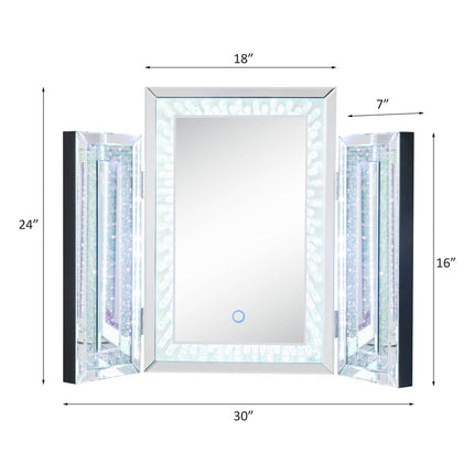 ACME 97732 Nysa Accent Decor with LED, Mirrored & Faux Crystals