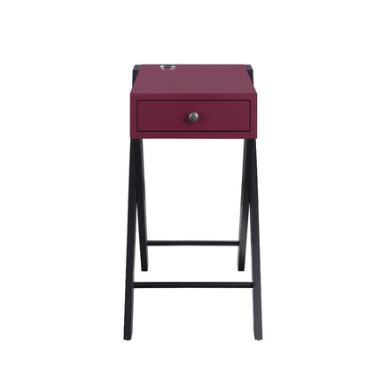 ACME 97737 Fierce Side Table (USB Charging Dock), Burgundy & Black