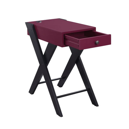 ACME 97737 Fierce Side Table (USB Charging Dock), Burgundy & Black