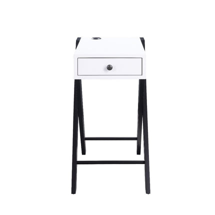 ACME 97738 Fierce Side Table (USB Charging Dock), White & Black