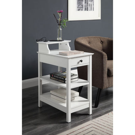 ACME 97740 Slayer Side Table (USB Charging Dock), White