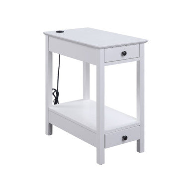ACME 97741 Byzad Side Table (USB Charging Dock), White ACME Furniture