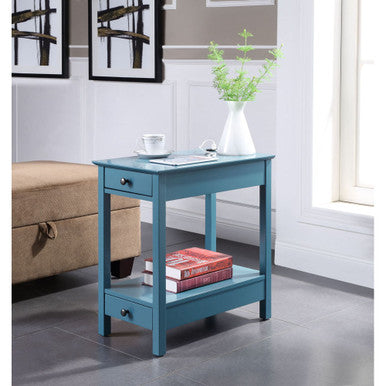 ACME 97742 Byzad Side Table (USB Charging Dock), Teal ACME Furniture