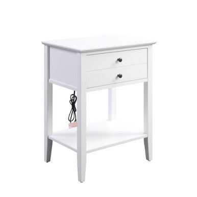 ACME 97744 Grardor Side Table (USB Charging Dock), White ACME Furniture