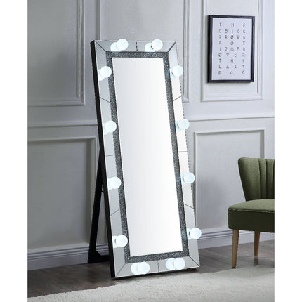 ACME 97754 Noralie Accent Mirror (Floor), Mirrored & Faux Diamonds