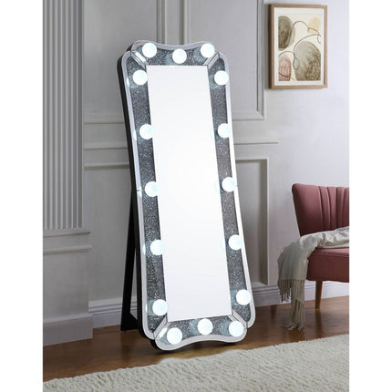 ACME 97755 Noralie Accent Mirror (Floor), Mirrored & Faux Diamonds