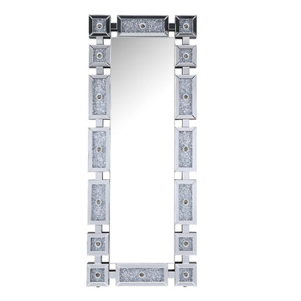 ACME 97756 Noralie Accent Mirror (Floor), Mirrored & Faux Diamonds