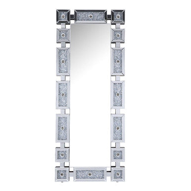 ACME 97756 Noralie Accent Mirror (Floor), Mirrored & Faux Diamonds ACME Furniture