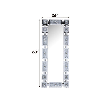 ACME 97756 Noralie Accent Mirror (Floor), Mirrored & Faux Diamonds