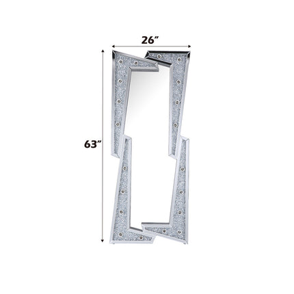 ACME 97757 Noralie Accent Mirror (Floor), Mirrored & Faux Diamonds