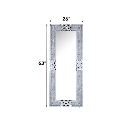 ACME 97758 Noralie Accent Mirror (Floor), Mirrored & Faux Diamonds