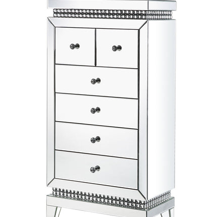 ACME 97809 Lotus Cabinet, Mirrored & Faux Crystals Inlay