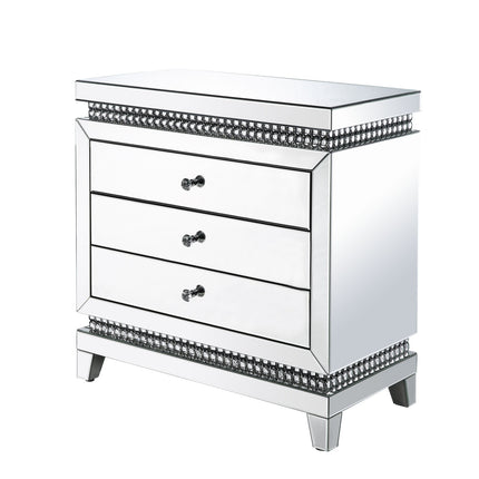 ACME 97811 Lotus Console Table, Mirrored & Faux Crystals Inlay