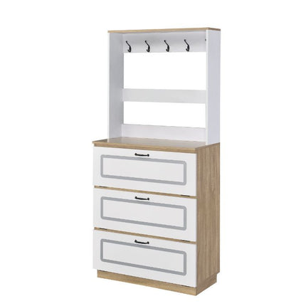 ACME 97834 Hewett Shoe Cabinet, Light Oak & White Finish
