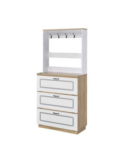 ACME 97834 Hewett Shoe Cabinet, Light Oak & White Finish ACME Furniture